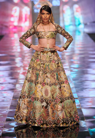 Aisha Rao-Antique Gold Lehenga Set-INDIASPOPUP.COM