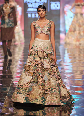 Aisha Rao-Antique Gold Embellished Lehenga Set-INDIASPOPUP.COM