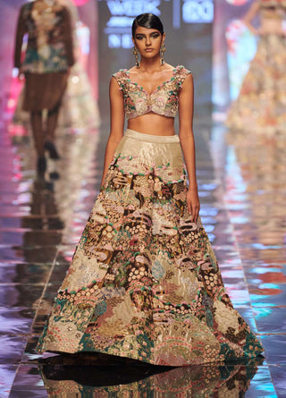 Aisha Rao-Antique Gold Embellished Lehenga Set-INDIASPOPUP.COM