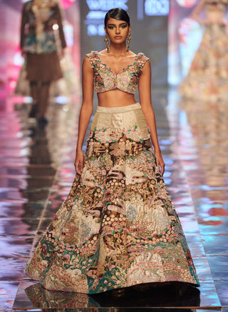 Aisha Rao-Antique Gold Embellished Lehenga Set-INDIASPOPUP.COM