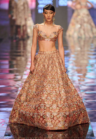 Aisha Rao-Red Embellished Lehenga Set-INDIASPOPUP.COM