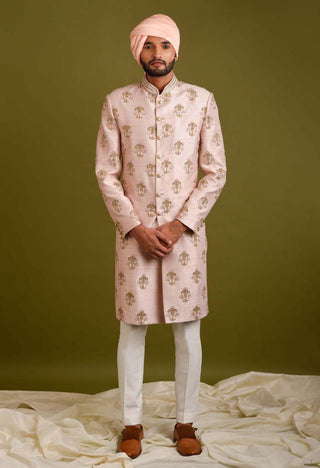 Chatenya Mittal-Pink Embroidered Sherwani Set-INDIASPOPUP.COM