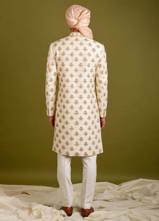 Chatenya Mittal-Beige Embroidered Sherwani Set-INDIASPOPUP.COM