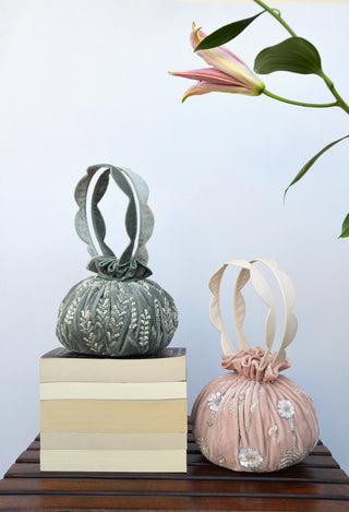 Lavanya Ahuja-Rosemary Hand Embroidered Drawstring Bag-INDIASPOPUP.COM
