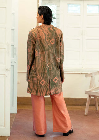 The Loom Art-Salmon Moss Blazer With Top And Pant-INDIASPOPUP.COM