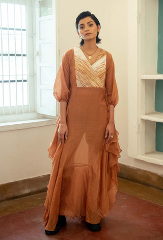 The Loom Art-Burnt Sepia Kaftan-INDIASPOPUP.COM