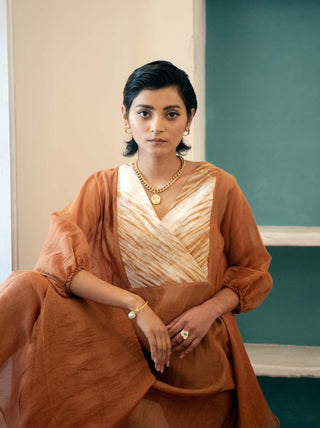 The Loom Art-Burnt Sepia Kaftan-INDIASPOPUP.COM