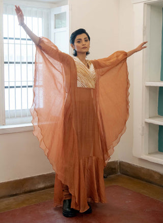 The Loom Art-Burnt Sepia Kaftan-INDIASPOPUP.COM