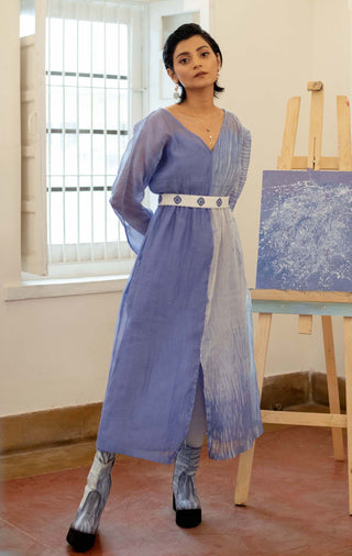 The Loom Art-Blue White Lagoon Dress-INDIASPOPUP.COM