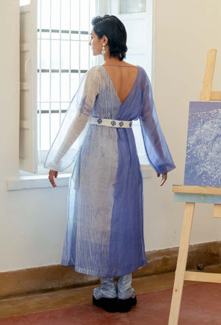The Loom Art-Blue White Lagoon Dress-INDIASPOPUP.COM