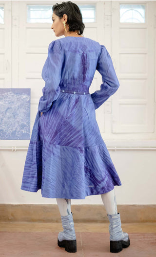 The Loom Art-Berry Blue Tiered Dress-INDIASPOPUP.COM