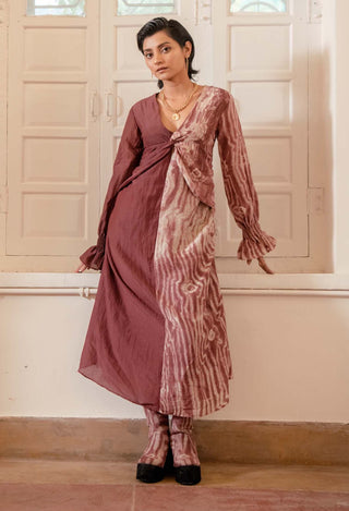 The Loom Art-Beige Brick Wild Dress-INDIASPOPUP.COM