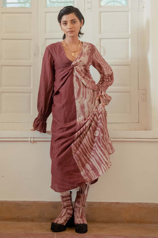 The Loom Art-Beige Brick Wild Dress-INDIASPOPUP.COM