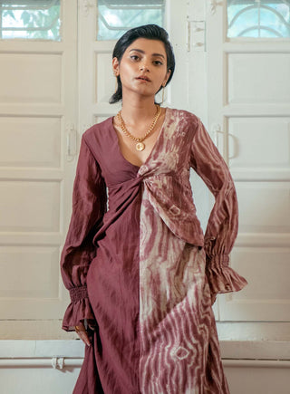 The Loom Art-Beige Brick Wild Dress-INDIASPOPUP.COM