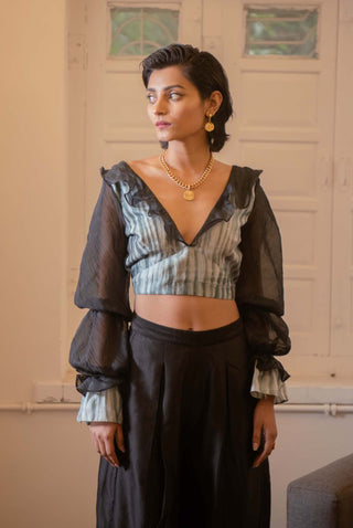 The Loom Art-Black Luna Crop Top-INDIASPOPUP.COM