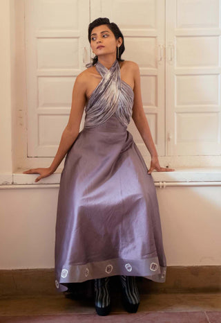 The Loom Art-Frosted Mauve Dress-INDIASPOPUP.COM