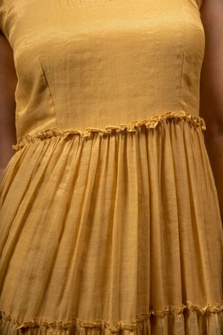 Gazal Mishra-Yellow Tier Dress-INDIASPOPUP.COM