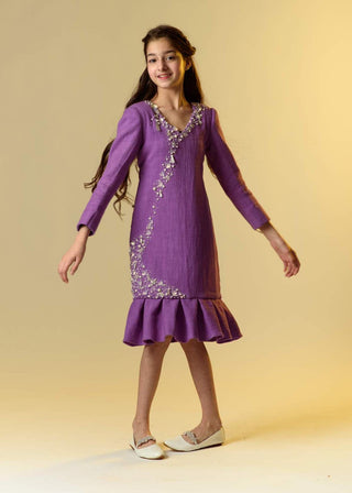 Littleens-Lavender Pearl Dress-INDIASPOPUP.COM