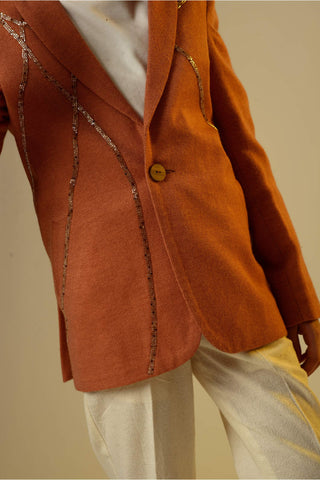 Littleens-Brown Wool Twill Blazer-INDIASPOPUP.COM