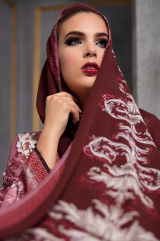 Rajdeep Ranawat-Rasberry Kimono Dress With Stole-INDIASPOPUP.COM