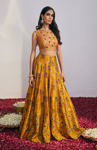 Drishti & Zahabia-Yellow Kali Lehenga Set-INDIASPOPUP.COM