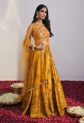 Drishti & Zahabia-Yellow Kali Lehenga Set-INDIASPOPUP.COM
