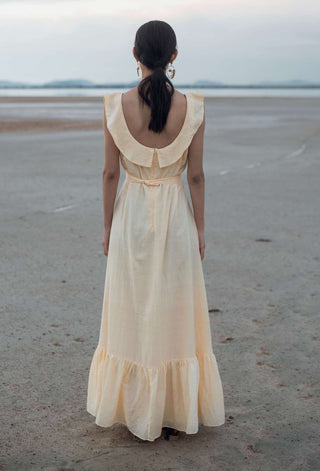 The Loom Art-Pale Yellow Daffodil Shift Dress-INDIASPOPUP.COM