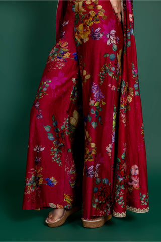 Varun Bahl-Fuchsia Pink Printed Anarkali Jacket Set-INDIASPOPUP.COM
