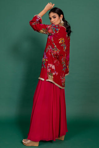 Varun Bahl-Fuchsia Pink Printed Sharara Set-INDIASPOPUP.COM
