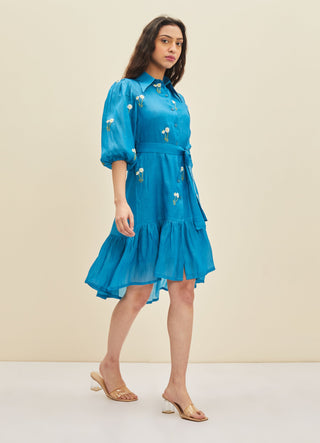 Meadow-Mosaic Blue Ether Dress-INDIASPOPUP.COM