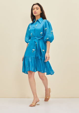 Meadow-Mosaic Blue Ether Dress-INDIASPOPUP.COM