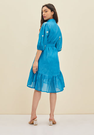 Meadow-Mosaic Blue Ether Dress-INDIASPOPUP.COM