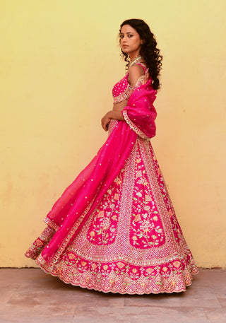 Chamee And Palak-Faith Pink Silk Embroidered Lehenga Set-INDIASPOPUP.COM