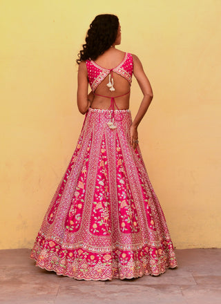 Chamee And Palak-Faith Pink Silk Embroidered Lehenga Set-INDIASPOPUP.COM