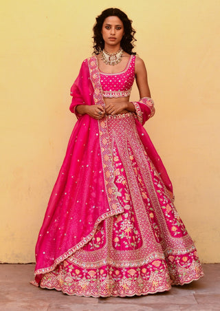 Chamee And Palak-Faith Pink Silk Embroidered Lehenga Set-INDIASPOPUP.COM