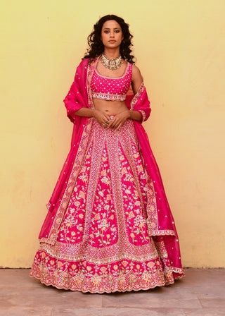 Chamee And Palak-Faith Pink Silk Embroidered Lehenga Set-INDIASPOPUP.COM