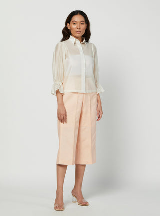 Meadow-White Gardenia Silk Shirt-INDIASPOPUP.COM
