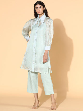 Meadow-Green Mist Windflower Tunic Set-INDIASPOPUP.COM