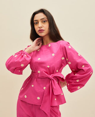 Meadow-Fuchsia Pink Ida Co-Ord Set-INDIASPOPUP.COM