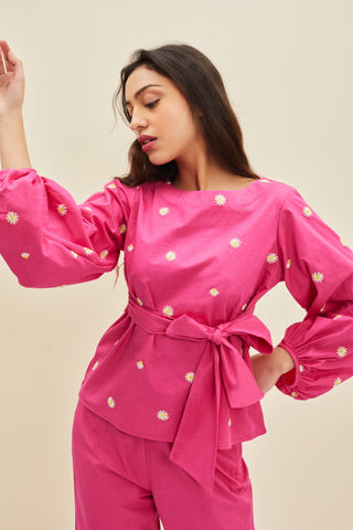 Meadow-Fuchsia Pink Ida Co-Ord Set-INDIASPOPUP.COM