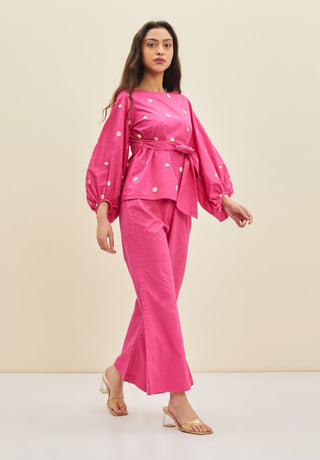 Meadow-Fuchsia Pink Ida Co-Ord Set-INDIASPOPUP.COM