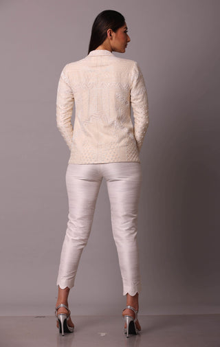 Disha Patil-Ivory Blazer With Bustier And Pant-INDIASPOPUP.COM