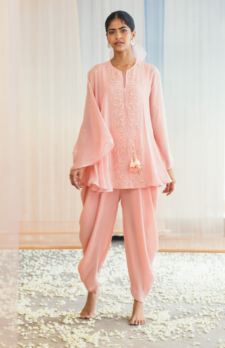 Madsam Tinzin-Crystal Rose Short Kurta With Pants-INDIASPOPUP.COM