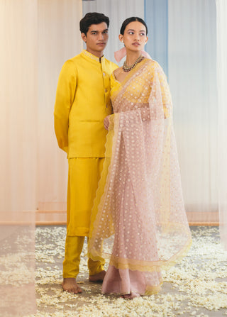 Madsam Tinzin-Light Lilac Organza Saree Set-INDIASPOPUP.COM