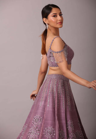 Disha Patil-Purple Godet Skirt With Croptop-INDIASPOPUP.COM