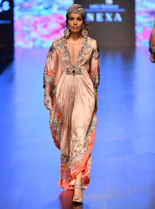 Rajdeep Ranawat-Blush Long Printed Kaftan-INDIASPOPUP.COM