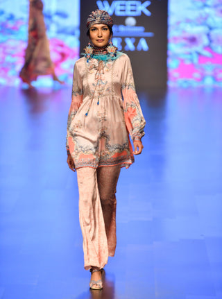 Rajdeep Ranawat-Blush Front Yoke Tunic With Pants-INDIASPOPUP.COM