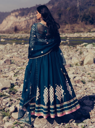 Madsam Tinzin-Forest Green Kalidar Kurta Set-INDIASPOPUP.COM