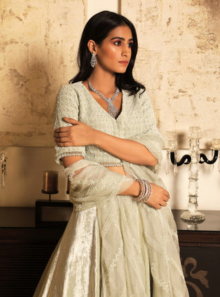 Niharika Kamani-Green Lehenga Set & Dupatta-INDIASPOPUP.COM