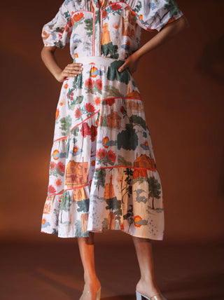 Pozruh-Crescent White Skirt-INDIASPOPUP.COM